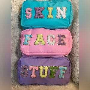 Letter patch set of 3 cosmetic bags